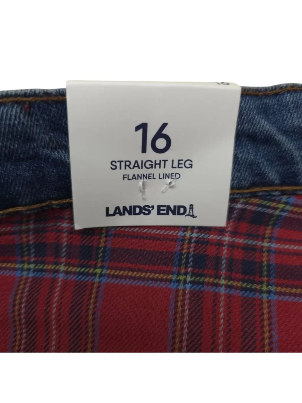 Lands End Flannel Lined Straight Leg Jeans Womens Size 16 Medium Wash